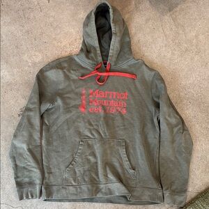Marmot Men's Green Hoodie with Red Accents